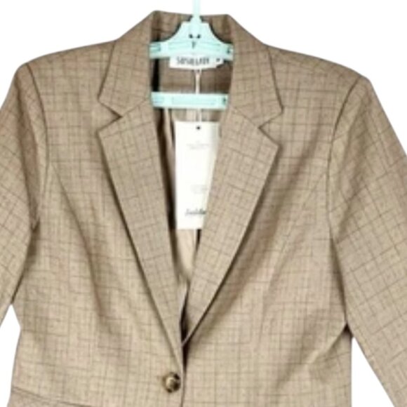 NWT Susielady Women's Full Lined Flap Pockets One Button Plaid Brown Blazer Sz M - Picture 3 of 10